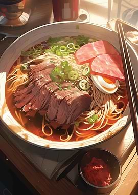 Beef Noodle Soup Illustration