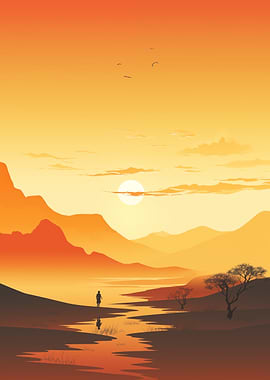 Sunset Mountain Landscape