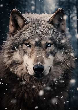 Wolf in Snowy forest
