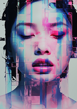 Digital Glitch Woman Portrait