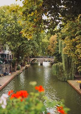 Utrecht Canal Bridge View