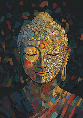 Buddha Cubism Mosaic Art