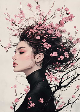 Woman with Cherry Blossoms