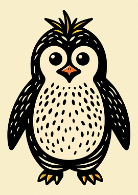 Cute Royal Penguin Illustration
