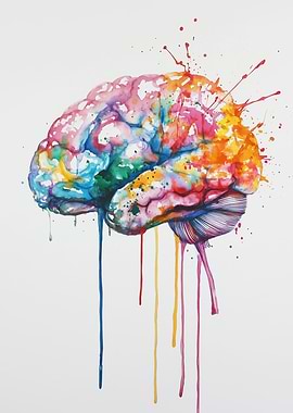 Colorful Brain Watercolor