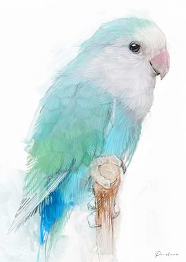 Blue Lovebird Watercolor