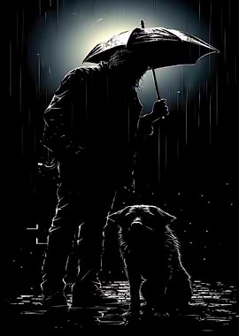 Rainy Night Silhouette