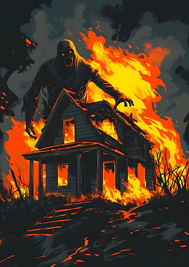 Burning House with Ghost