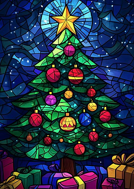 Christmas Tree Stained Glass Art