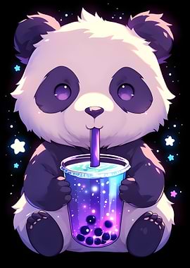 Cute Panda with Boba Tea
