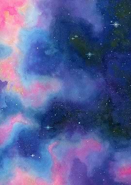 Watercolor Galaxy in Pink