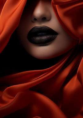 Black Lipstick and Red Fabric