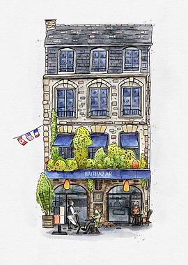 Balthazar Cafe Watercolor