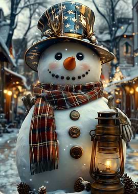 Charming Snowman with Lantern