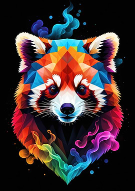 Red Panda Geometric Art