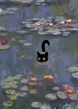 Monet Cat Waterlilies