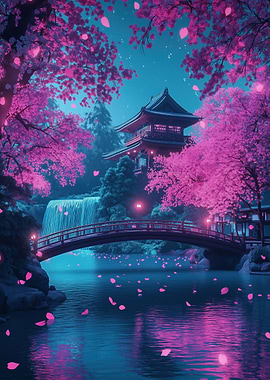 Cherry Blossom Japan Night
