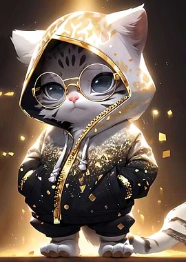 Cool Cat in Hoodie