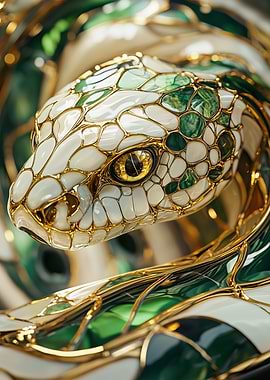 Gold & Green Snake Sculpture