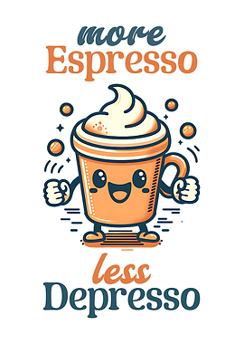 More Espresso, Less Depresso Retrp Mascot