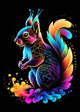 Neon Squirrel Art