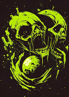 Glowing Skull Space Art