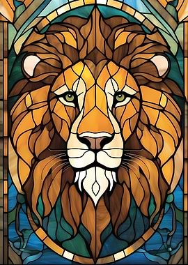 Stained Glass Lion