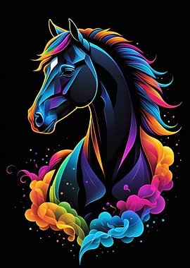 Rainbow Horse Portrait