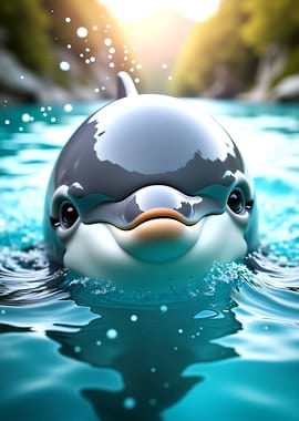 Cute Dolphin in Water