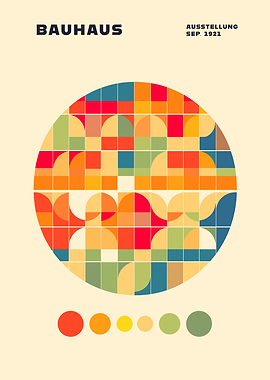 Bauhaus Autumn Circle Art Print