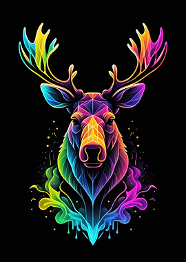 Rainbow Moose Head