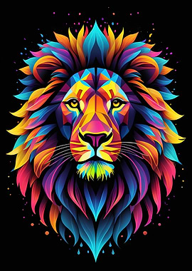 Colorful Lion Portrait