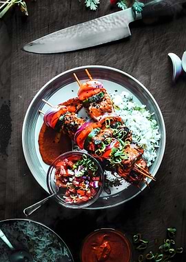 Grilled Skewers with Rice