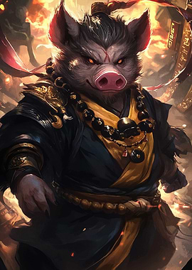 Pig Monk Illustration