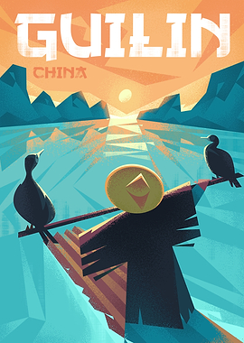 Guilin, China Travel Poster