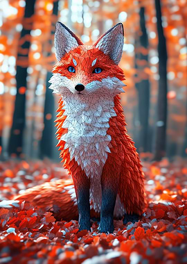 Low Poly Fox in Autumn