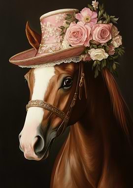 Horse in Pink Hat