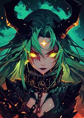 Green-Haired Demon Girl