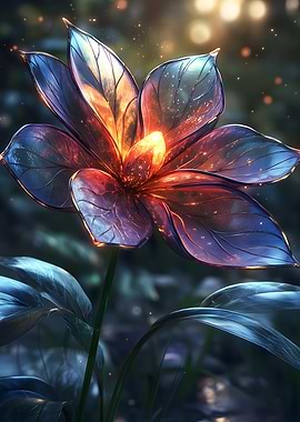 Glowing Crystal Flower Neon