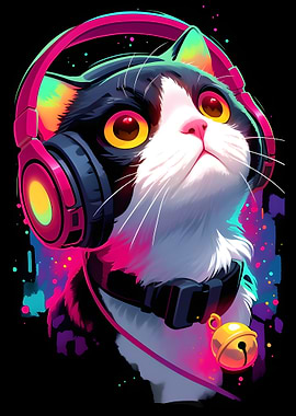 Cat in Headphones
