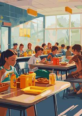 Retro School Cafeteria Lunch