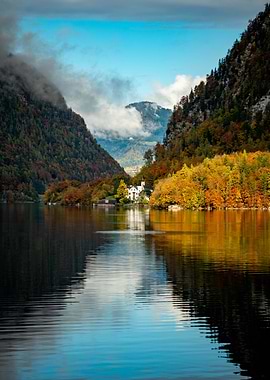 Autumn Lake with Mountain Reflections