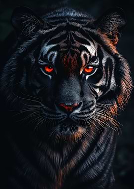 Black Tiger with Fiery Eyes