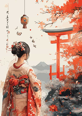 Geisha in Cherry Blossom
