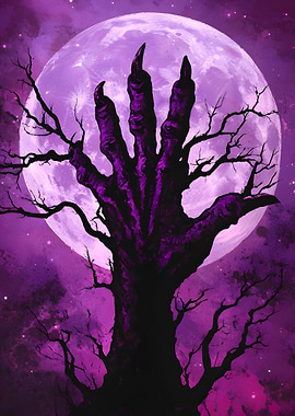 Clawed Tree Under Moon