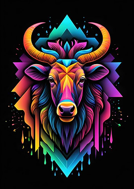Neon Wildebeest Head
