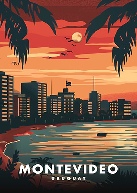 Montevideo Sunset Cityscape
