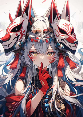 Kitsune Mask Anime Girl