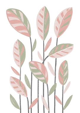 Pink and Green Funky Leaves