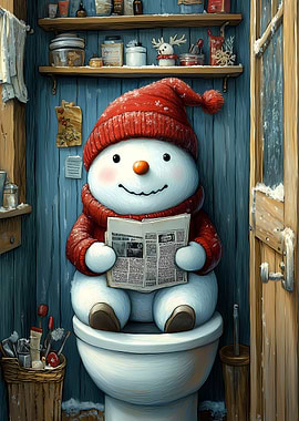 Snowman on the Toilet